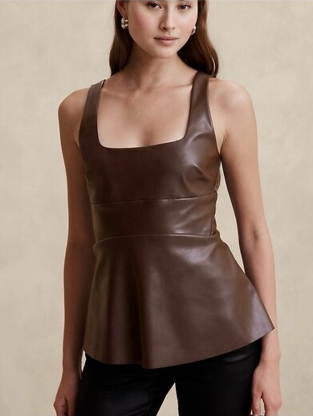 NWT Banana Republic Faux Leather Peplum Top